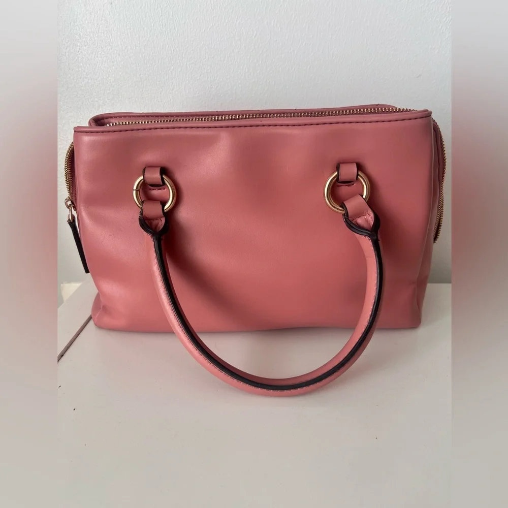 G by Guess Quilted Rose Pink Satchel with Gold Hardware